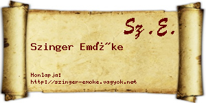 Szinger Emőke névjegykártya