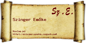 Szinger Emőke névjegykártya